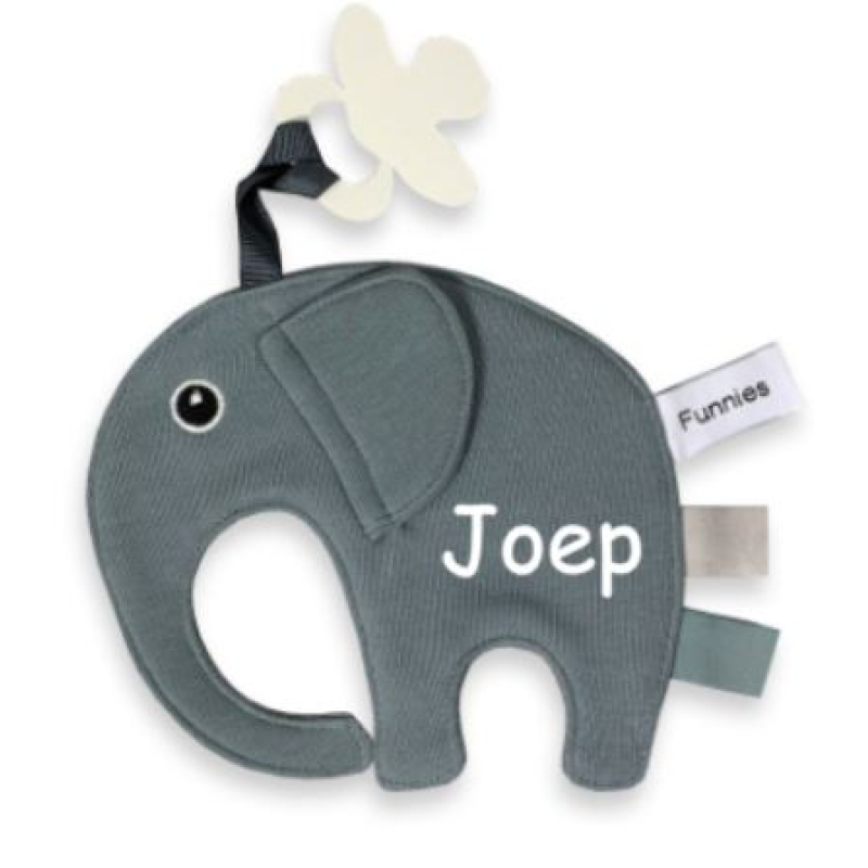 Tut-speendoek met naam (grey/blue) - Olifant 